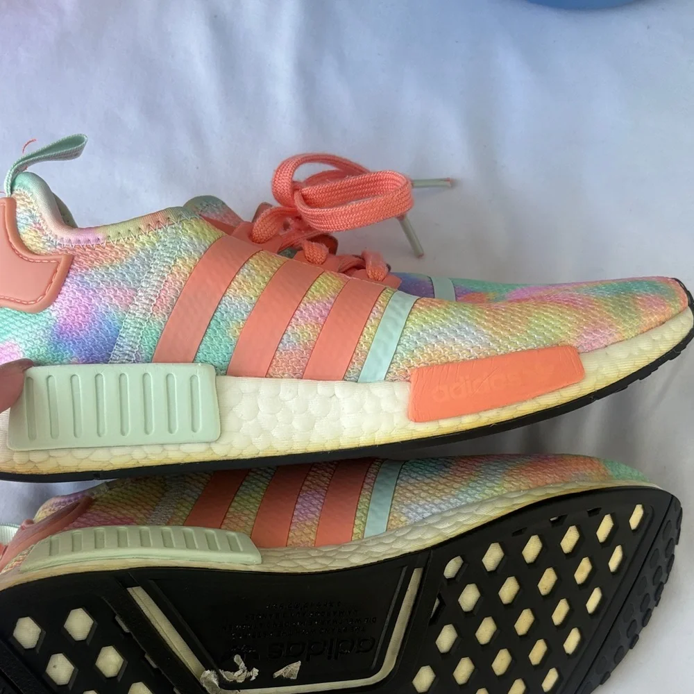 adidas Women’s Pastel Tie-Dye Sneakers with Coral Laces - Picture 7 of 12